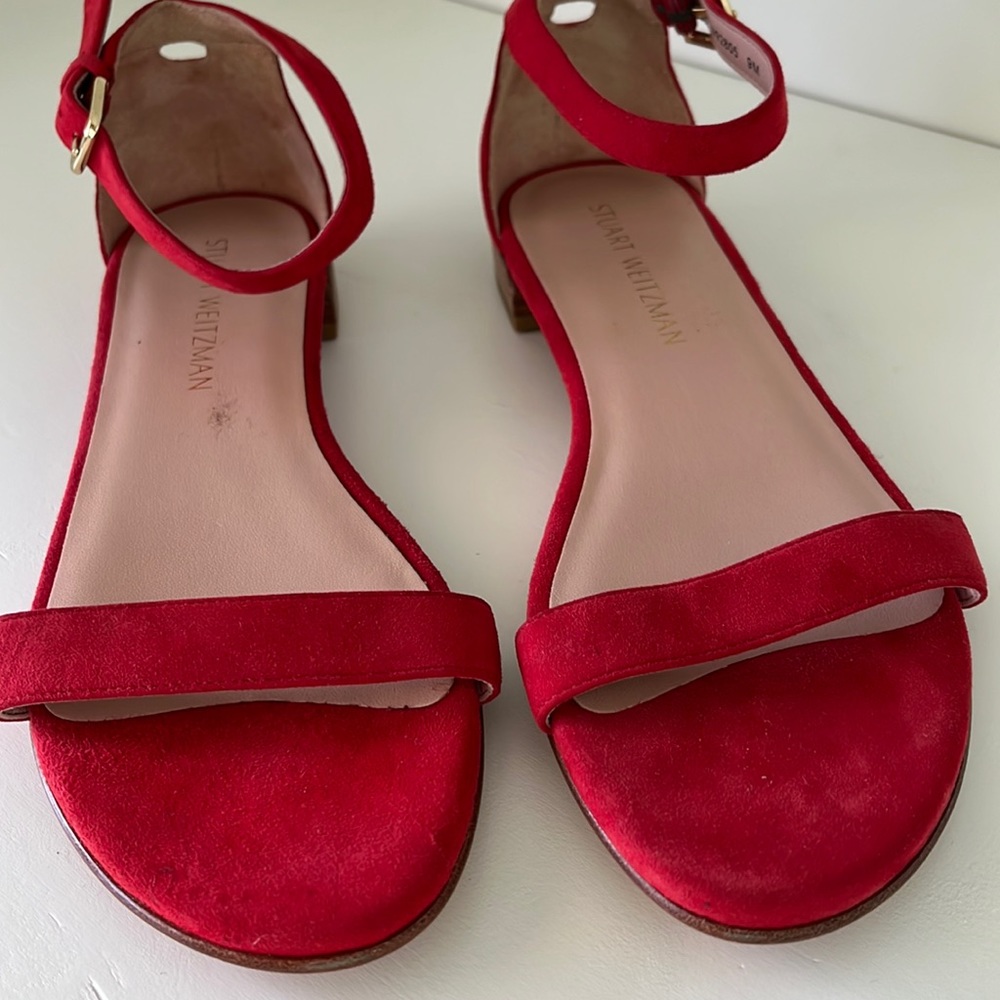 NWOB Stuart Weitzman Red Suede Sandals 9